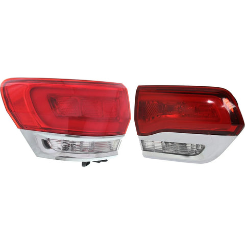 Tail Lights For 2014-2021 Jeep Grand Cherokee LH Inner Outer with bulbs Halogen