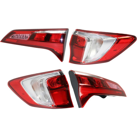 Tail Light Set For 2016-2018 Acura RDX Left Right Inner Outer Clear/Red Halogen