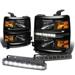 BLACK HOUSING LED DRL HEADLIGHT+CORN
