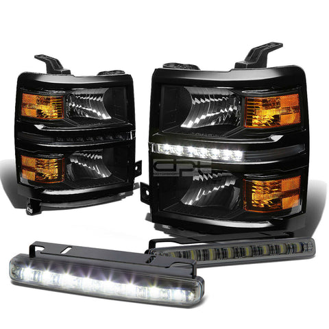 BLACK HOUSING LED DRL HEADLIGHT+CORN