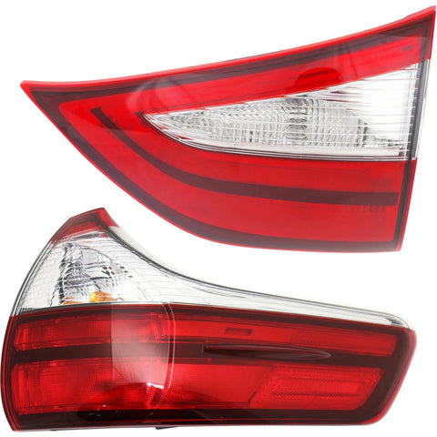 Tail Light Set For 2015-2019 Toyota Sienna RH Inner Outer Clear/Red Halogen/LED