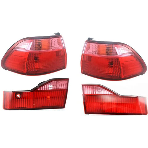 HalogenTail Light Kit For 98-2000 Honda Accord Sedan LH & RH Clear & Red Lens
