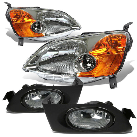 CHROME HOUSING HEADLIGHT AMBER SIDE MARKER+CLEAR LENS FOG LAMP  01-03 CIVIC