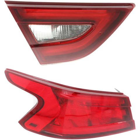 Tail Light Set For 2016-2018 Nissan Maxima Left Inner Outer Clear/Red Halogen