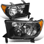 08-17 Toyota Sequoia Tundra Pair Black Housing Amber Corner Headlight Lamps