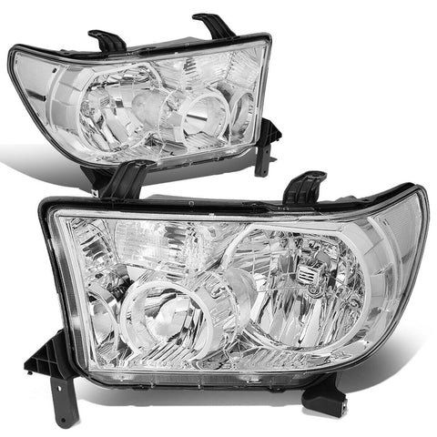 08-17 Toyota Sequoia Tundra Pair Chrome Housing Clear Corner Headlight Lamps
