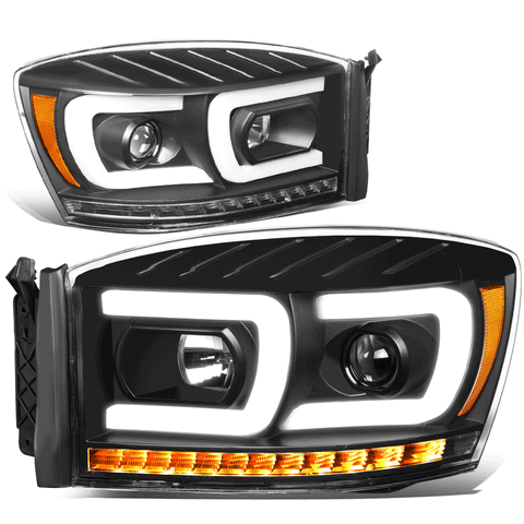 06-09 Ram Truck Dual LED DRL+Sequential Signal Projector Headlight Lamps