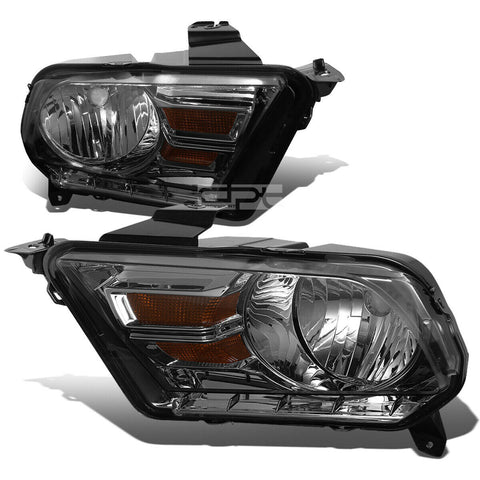 2010-2014 d Mustang Pair Smoked Housing Amber Corner Headlight/Lamp Set