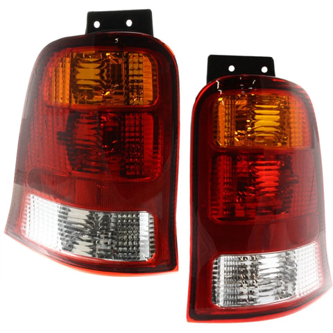 Halogen Tail Light Set For 1999-2003 Ford Windstar Amber/Clear/Red Lens 2Pcs