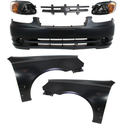 Headlight Kit For 2003-2006 Hyundai Accent Driver and Passenger Side Clear Lens