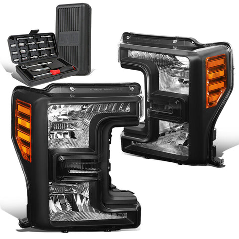 2017-2019 d Super Duty Pair Black/Amber Corner Headlight Lamps+Tool Box