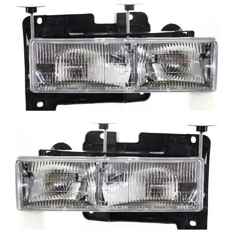Headlight For 94-2000 GMC K3500 Pair Driver and Passenger Side