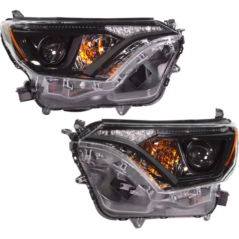 Headlight Set For 2016-2018 Toyota RAV4 Driver and Passenger Side Clear Lens