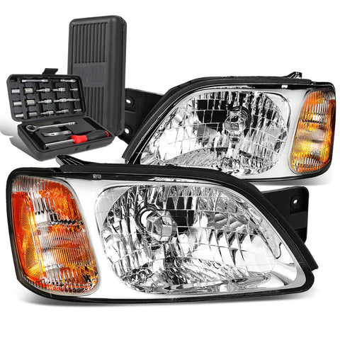 2000-2004 Subaru Legacy L Brighton Pair Chrome/Amber Side Headlight+Tool Box