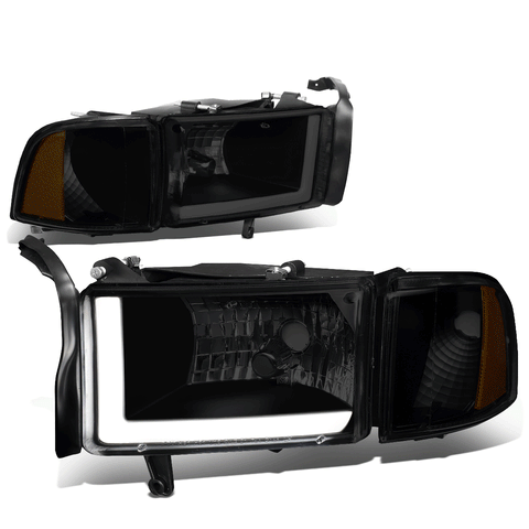 1994-2002 RAM 1500 2500 3500 Tinted/Amber Corner LED DRL Headlight Head Lamp