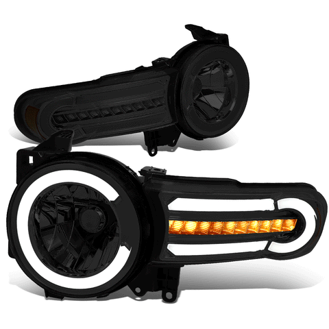 07-14 FJ Cruiser LED DRL+Sequential Turn Signal Headlight Lamps Smoked/Amber