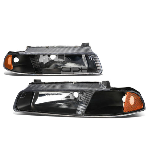 1995-2000 Dodge Stratus Pair OE Style Black Housing Headlight Headlamps Set