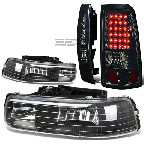99-02 SILVERADO BLACK CRYSTAL HEADLIGHT+CHRO