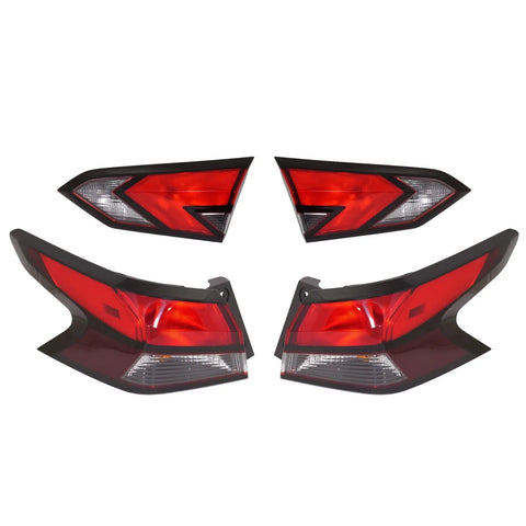 Tail Light Set For 2020-2021 Nissan Versa LH and RH Inner Outer w/ bulb Halogen