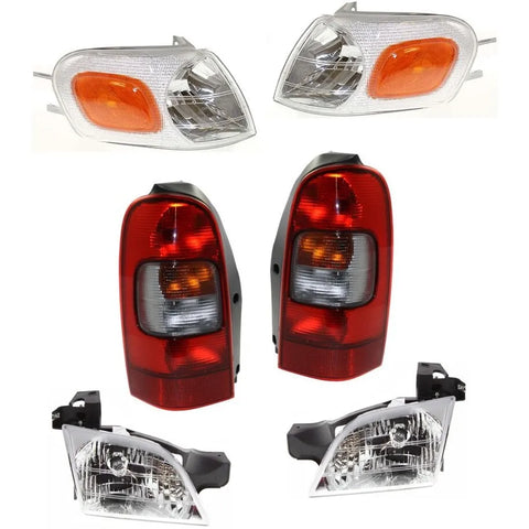 Headlight Kit For 97-2005 Chevrolet Venture Front and Rear Left and Right 6Pc