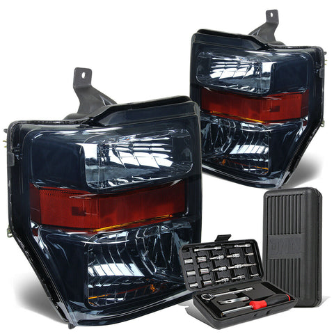 2008-2010 d Super Duty Pair Smoked/Amber Corner Headlight Lamps+Tool Box