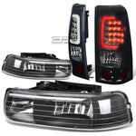 99-02 SILVERADO BLACK CRYSTAL HEADLIGHT+CHRO