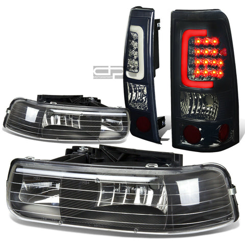 99-02 SILVERADO BLACK CRYSTAL HEADLIGHT+CHRO