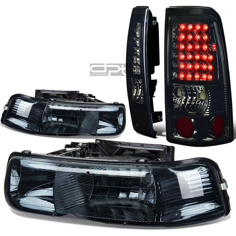 99-02 SILVERADO SMOKED CRYSTAL HEADLIGHT+CHRO