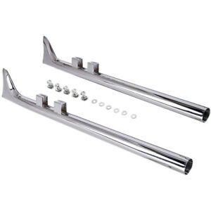 Silver 36" Fishtail Exhaust Mufflers for Harley Touring 1995-2016 W/O BAFFLES