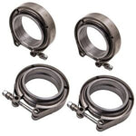 4pcs Steel 2.5 Inch V-band Flange & Clamp Set For Turbo Charger Down Pipe Tube