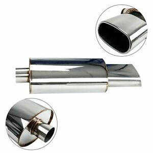 Stainless Steel Exhaust Muffler 2.5" Inlet 5.5" x 2.75" Outlet Square Oval Tip