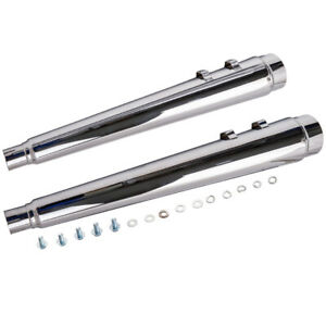 4" Silver Megaphone Slip on Mufflers Pair Exhaust pipe For Harley Touring 95-16
