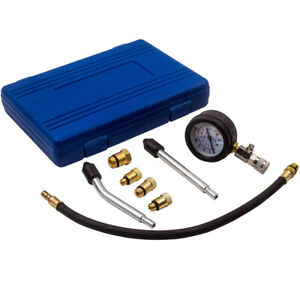 Engine Cylinder Compression Pressure Tester Gauge Test Adaptor Pipes Tool Kit