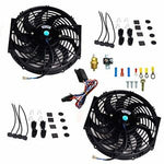2X 12'' Electric Radiator Cooling+Fan 3/8" Probe Ground Thermostat Switch Kit BK