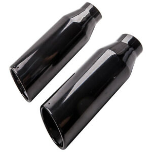 2.5" Inlet Exhaust tip 4" Outlet 12" Long bolt on Pipe Tailpipe for Truck Black
