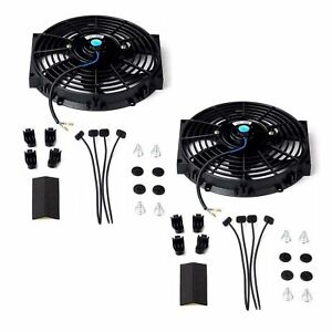 2PCS 10'' Slim Fan Push Pull Electric Radiator Cooling 12V Universal Kit BK New