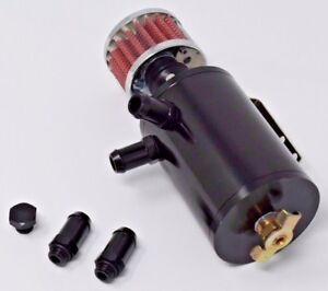 Motor K Black Baffled Aluminum Oil Separator Catch Can Tank W/ Breather Filter