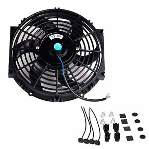 10'' Slim Fan Push Pull Electric Radiator Cooling 12V Mount Universal Kit Black