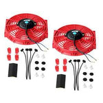 2PCS 10'' Red Slim Fan Push Pull Electric Radiator Cooling 12V Universal Kit