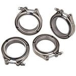 Four 3'' V-Band Clamp Flange Kit for Turbo Exhaust Down-pipe Stainless Steel