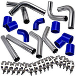 Universal turbo intercooler piping kit 2.5 inch 8PCI Pipe Blue Hose