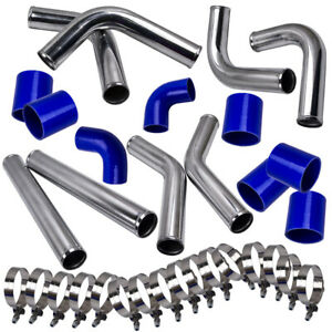 Universal turbo intercooler piping kit 2.5 inch 8PCI Pipe Blue Hose