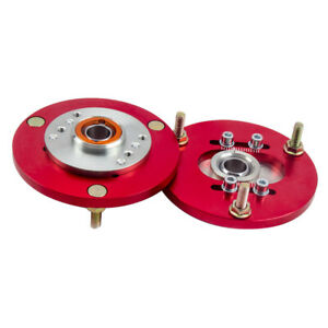 2pcs Coilover Pillowball Camber Top Mounts Front Camber Plate for BMW E36 Red