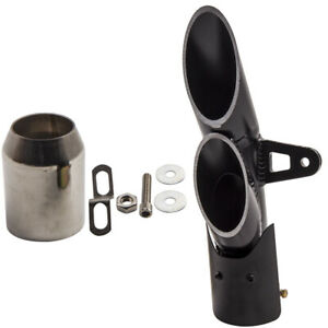 Motorcycle Two-Hole Aluminum Universal Exhaust Muffler Pipe Kit +38-51mm Clamp