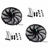 2PCS 16'' Black Slim Fan Push Pull Electric Radiator Cooling 12V Universal Kit