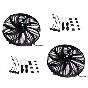 2PCS 16'' Black Slim Fan Push Pull Electric Radiator Cooling 12V Universal Kit