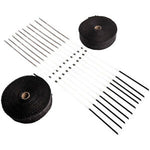 2 Roll x 2" 50Ft Black Fiberglass Exhaust Header Heat Wrap Tape W/ 20 Ties Kit