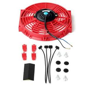10'' Red Slim Fan Push Pull Electric Radiator Cooling 12V Mount Universal Kit