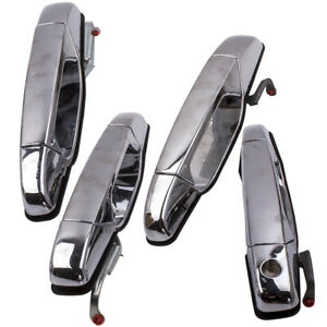 4x LH RH Front Rear Chrome Outside Door Handle For Escalade Silverado Tahoe