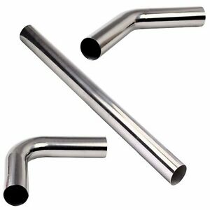 3" 76mm OD Stainless Steel Straight 45 90 Degree Exhaust Piping Pipe Tubes Kit
